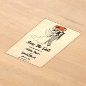 ヴィンテージ・レトロな50年代コミック・ブックの結婚式事前通知 アクリル招待状 (レイダウン)