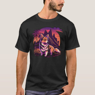 ヴィンテージ・レトロウェーブ・シンスウェーブ 80年代 ヴェイパーウェーブ ウェールズ・コーギー Tシャツ