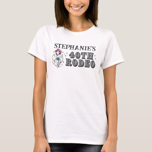 ヴィンテージ・レトロカウガール40歳の誕生日パーティー Tシャツ (正面)