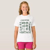ヴィンテージ レトロカメラコラージュ キッズ Tシャツ (正面フル)