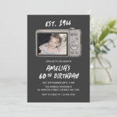ヴィンテージ レトロカメラ 60歳の誕生日フォト 招待状 (スタンド正面)