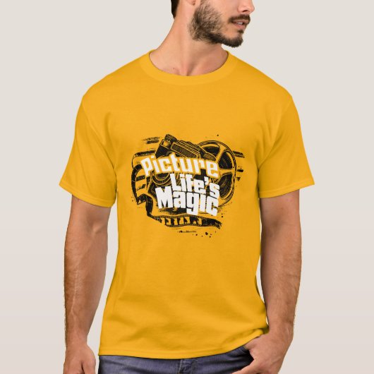 ヴィンテージ、レトロカメラTシャツ(黄色) Tシャツ (正面)