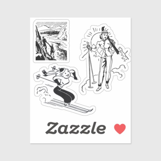 ヴィンテージ/レトロスキスティッカー シール (シート)