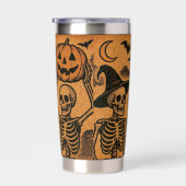 ヴィンテージ/レトロハロウィーン骨格 保温保冷タンブラー (右面)