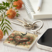 ヴィンテージ/レトロビクトリアン/バレンタインのハート キーホルダー (正面右)