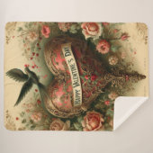 ヴィンテージ/レトロビクトリアン/バレンタインのハート シェルパブランケット (正面(横))