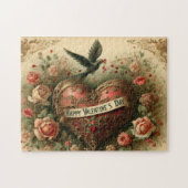 ヴィンテージ/レトロビクトリアン/バレンタインのハート ジグソーパズル (横)