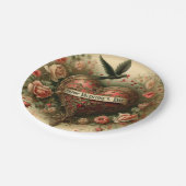 ヴィンテージ/レトロビクトリアン/バレンタインのハート ペーパープレート (アングル)