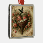 ヴィンテージ/レトロビクトリアン/バレンタインのハート メタルオーナメント (右)