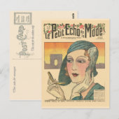 ヴィンテージ、レトロフランスのファッション、エコー・デ・モンド・カバー ポストカード (正面/裏面)