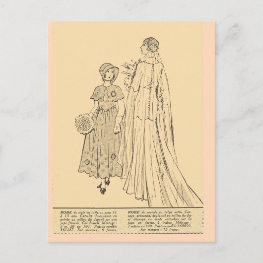 ヴィンテージ，レトロフランスのファッション，花嫁， 1931 ポストカード (正面)