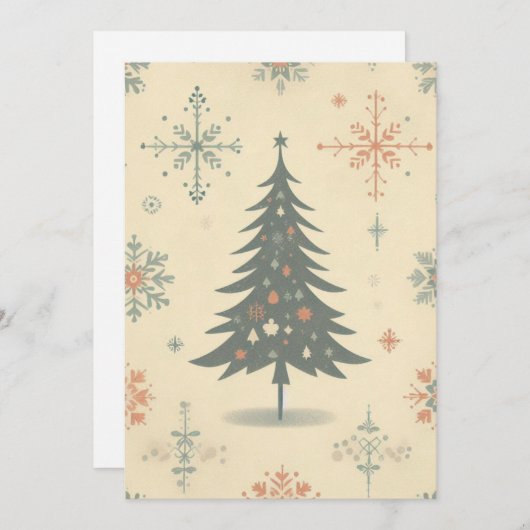 ヴィンテージ/レトロモダンクリスマス/冬 シーズンカード (正面/裏面)