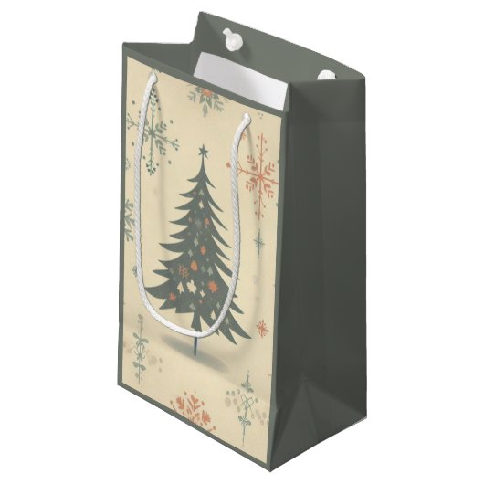 ヴィンテージ/レトロモダンクリスマス/冬 スモールペーパーバッグ (正面アングル)