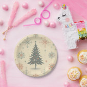 ヴィンテージ/レトロモダンクリスマス/冬 ペーパープレート (パーティー)