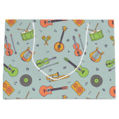 ヴィンテージ |レトロ音楽楽器パターン ラージペーパーバッグ (正面)