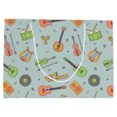 ヴィンテージ |レトロ音楽楽器パターン ラージペーパーバッグ (裏面)