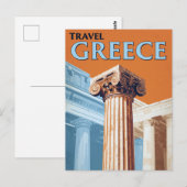 ヴィンテージ・レトロ風ギリシャ旅行 イオニア式柱頭 ポストカード (正面/裏面)
