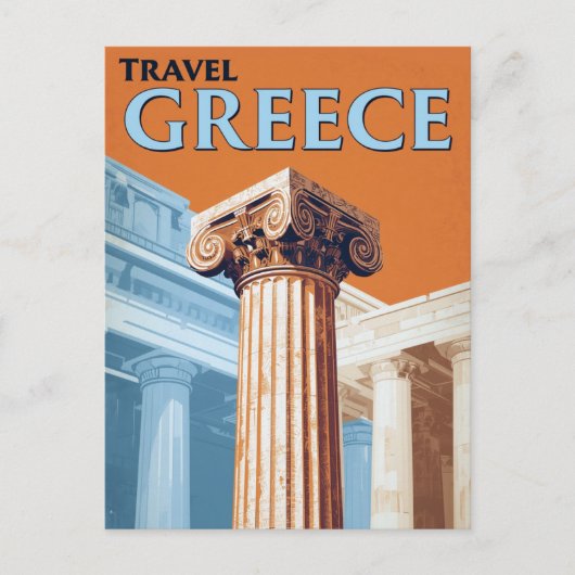 ヴィンテージ・レトロ風ギリシャ旅行 イオニア式柱頭 ポストカード (正面)