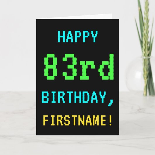 ヴィンテージ/レトロ風ゲームデザインの83歳の誕生日お祝い カード (正面)