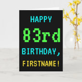 ヴィンテージ/レトロ風ゲームデザインの83歳の誕生日お祝い カード (黄色い花)