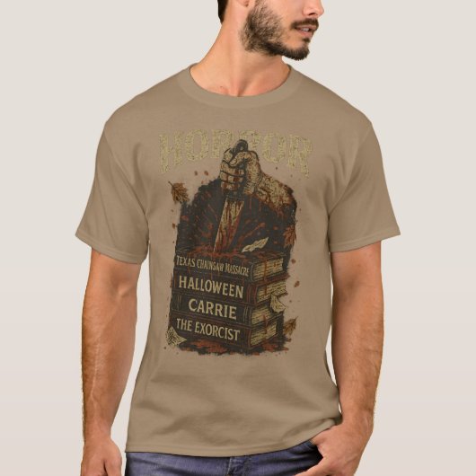 ヴィンテージ・レトロ70〜80年代ホラー映画ポスターデザイン Tシャツ (正面)