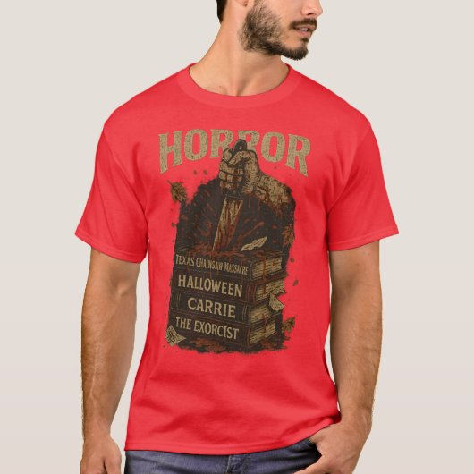 ヴィンテージ・レトロ70〜80年代ホラー映画ポスターデザイン Tシャツ (正面)