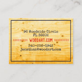 ヴィンテージ レトロ おしゃれな木工職人または大工 名刺 (裏面)