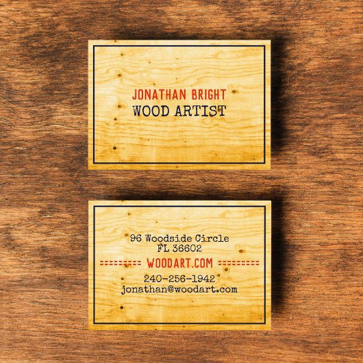 ヴィンテージ レトロ おしゃれな木工職人または大工 名刺