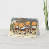 ヴィンテージ レトロ かぼちゃの頭の子供たち カスタム ハロウィン シーズンカード (正面)