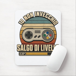 ヴィンテージ レトロ イタリア ゲーマー レベルアップ マウスパッド