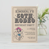 ヴィンテージ レトロ ウェスタンカウガール 50歳の誕生日パーティー 招待状 (スタンド正面)