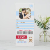 ヴィンテージ レトロ ウェディング RSVP 列車チケットの切符写真 招待状 (スタンド正面)