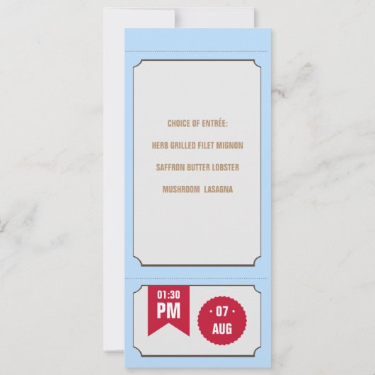 ヴィンテージ レトロ ウェディング RSVP 列車チケットの切符写真 招待状 (裏面)