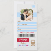 ヴィンテージ レトロ ウェディング RSVP 列車チケットの切符写真 招待状 (正面)