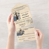 ヴィンテージ レトロ オールド コミックブック スタイリッシュ チック ウェディング オールインワン招待状 (貼ってはがせる)