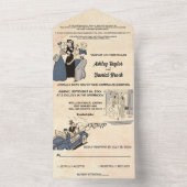 ヴィンテージ レトロ オールド コミックブック スタイリッシュ チック ウェディング オールインワン招待状 (内側)