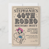 ヴィンテージ レトロ カウガール 40歳の誕生日パーティー 招待状 (正面)