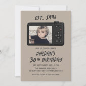 ヴィンテージ レトロ カメラ 30歳の誕生日 写真 招待状 (正面)