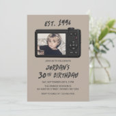 ヴィンテージ レトロ カメラ 30歳の誕生日 写真 招待状 (スタンド正面)