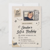 ヴィンテージ レトロ カメラ 30歳の誕生日 写真 招待状 (正面)
