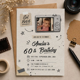 ヴィンテージ レトロ カメラ 30歳の誕生日 写真 招待状