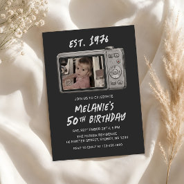 ヴィンテージ レトロ カメラ 50歳の誕生日フォト 招待状