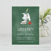 ヴィンテージ レトロ ガーデンパーティー 緑の黒板 招待状 (スタンド正面)