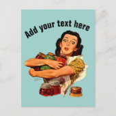 ヴィンテージ レトロ ガール ポストカード もちろん 私にだってできる (正面)