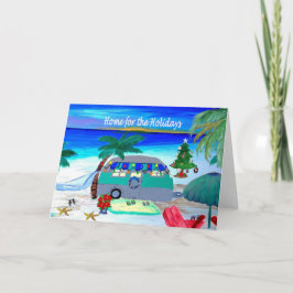 ヴィンテージ レトロ キャンピングカー ビーチ クリスマスカード カード