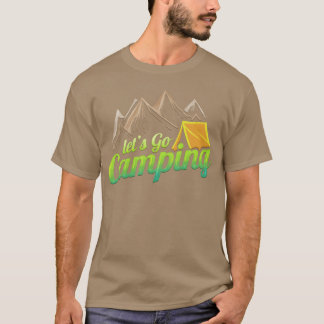 ヴィンテージ レトロ キャンプに行こう 山の家族 Tシャツ