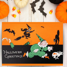 ヴィンテージ レトロ クラウン ガール カスタム ハロウィン シーズンカード