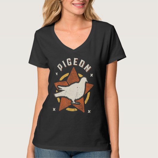 ヴィンテージ レトロ クラシカル 鳥 ハト Tシャツ (正面)