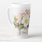 ヴィンテージ レトロ クリスマス カード、リンゴの花 カフェラテマグ (左アングル)