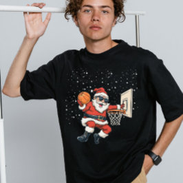 ヴィンテージ・レトロ・クリスマス・サンタのバスケダンク トライブレンドＴシャツ